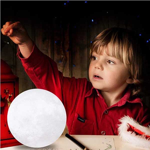 LÁMPARA DE MESA EN FORMA DE LUNA CONTROL TÁCTIL DE BRILLO
