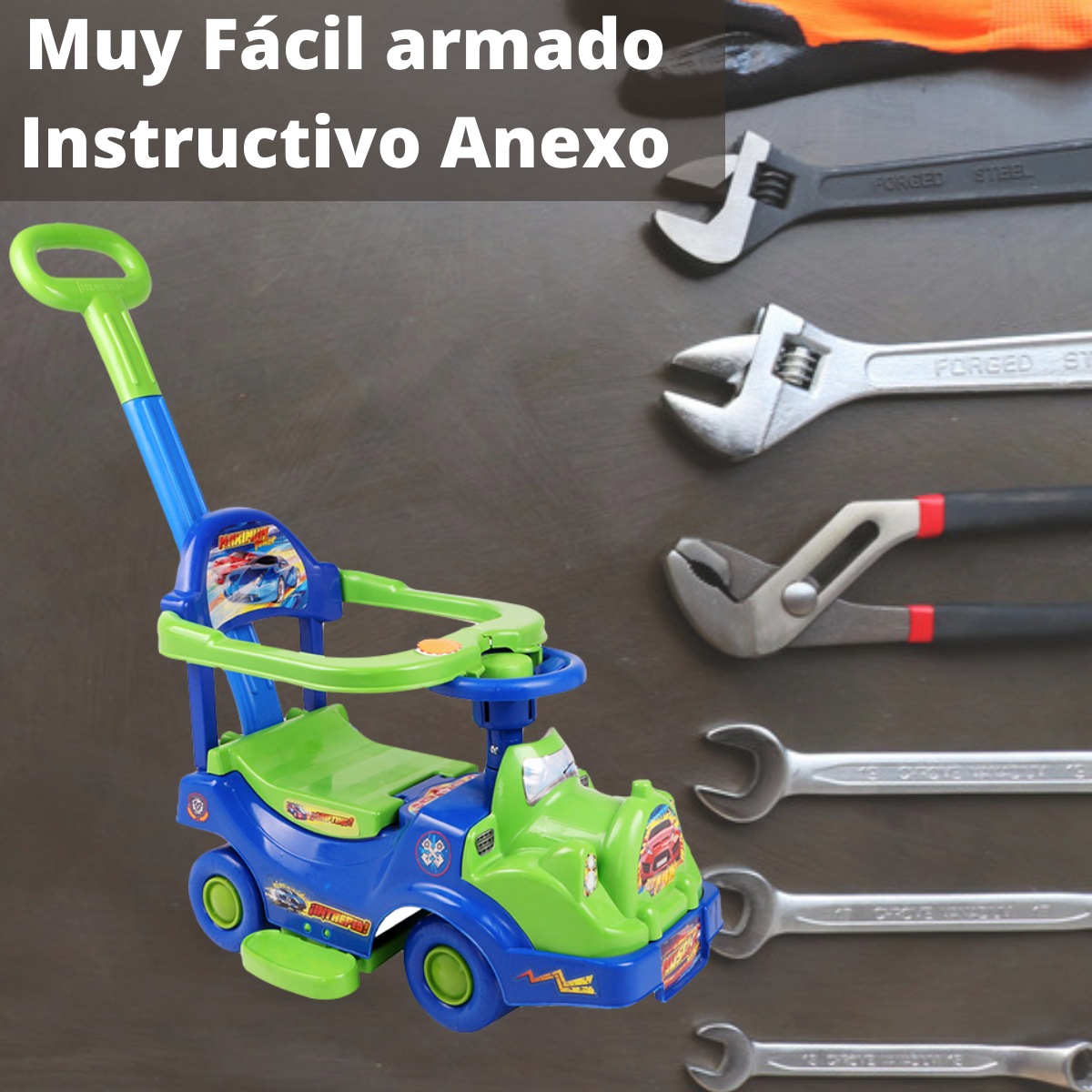 Carrito Montable Promeyco Muscle Car 3 en 1 de niño
