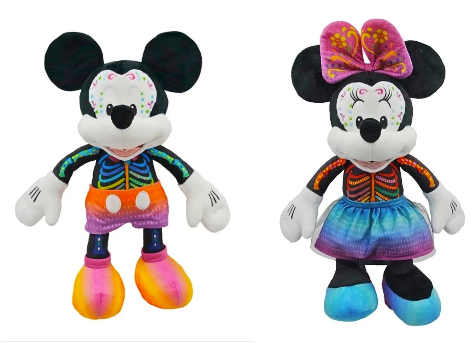 Peluche Pareja Mickey y Minnie Día De Muertos Halloween Calavera Catrin
