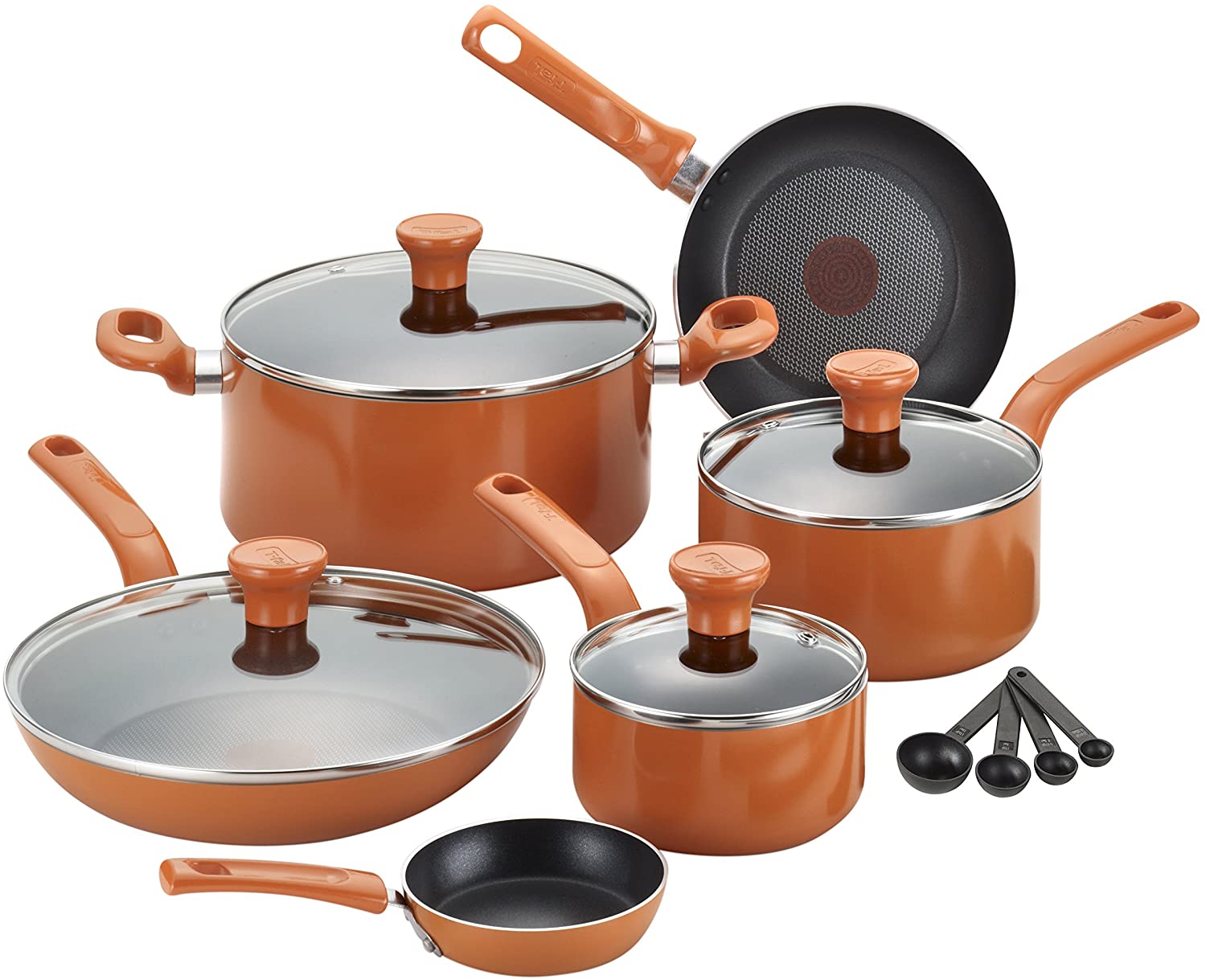 T-fal Excite antiadherente apto para lavaplatos/horno PFOA última intervención de 14 piezas Utensilios de cocina Set, Juego de 14 piezas, 1