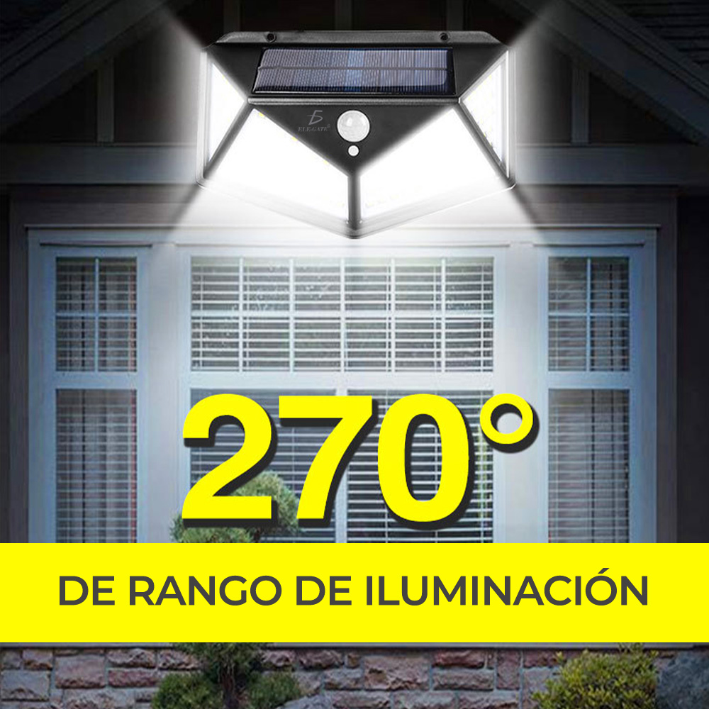 Lámpara Solar 100 Leds Sensor Movimiento Exterior