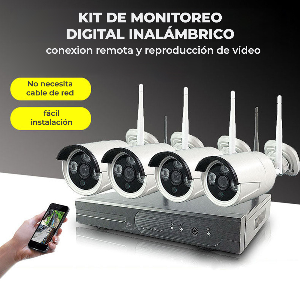 Kit De 4 Cámaras Inalámbricas Con DVR para Seguridad Exterior