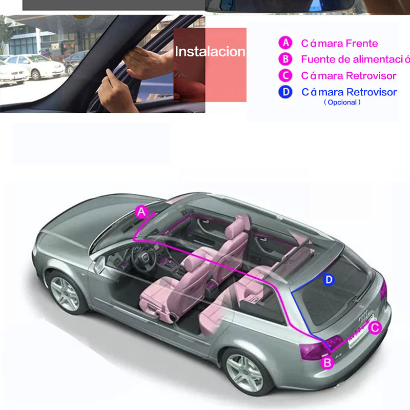 2 Cámaras Retrovisor Frente Y Trasera Graba Nocturna.