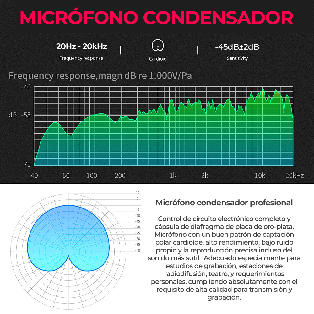 Kit Profesional Micrófono Condensador Grabación Estudio KTV.