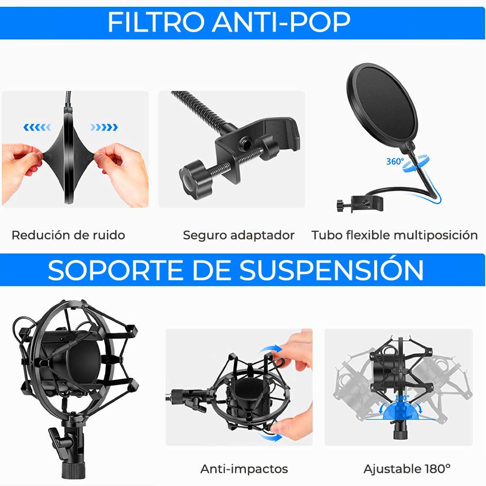 Kit Profesional Micrófono Condensador Grabación Estudio KTV.