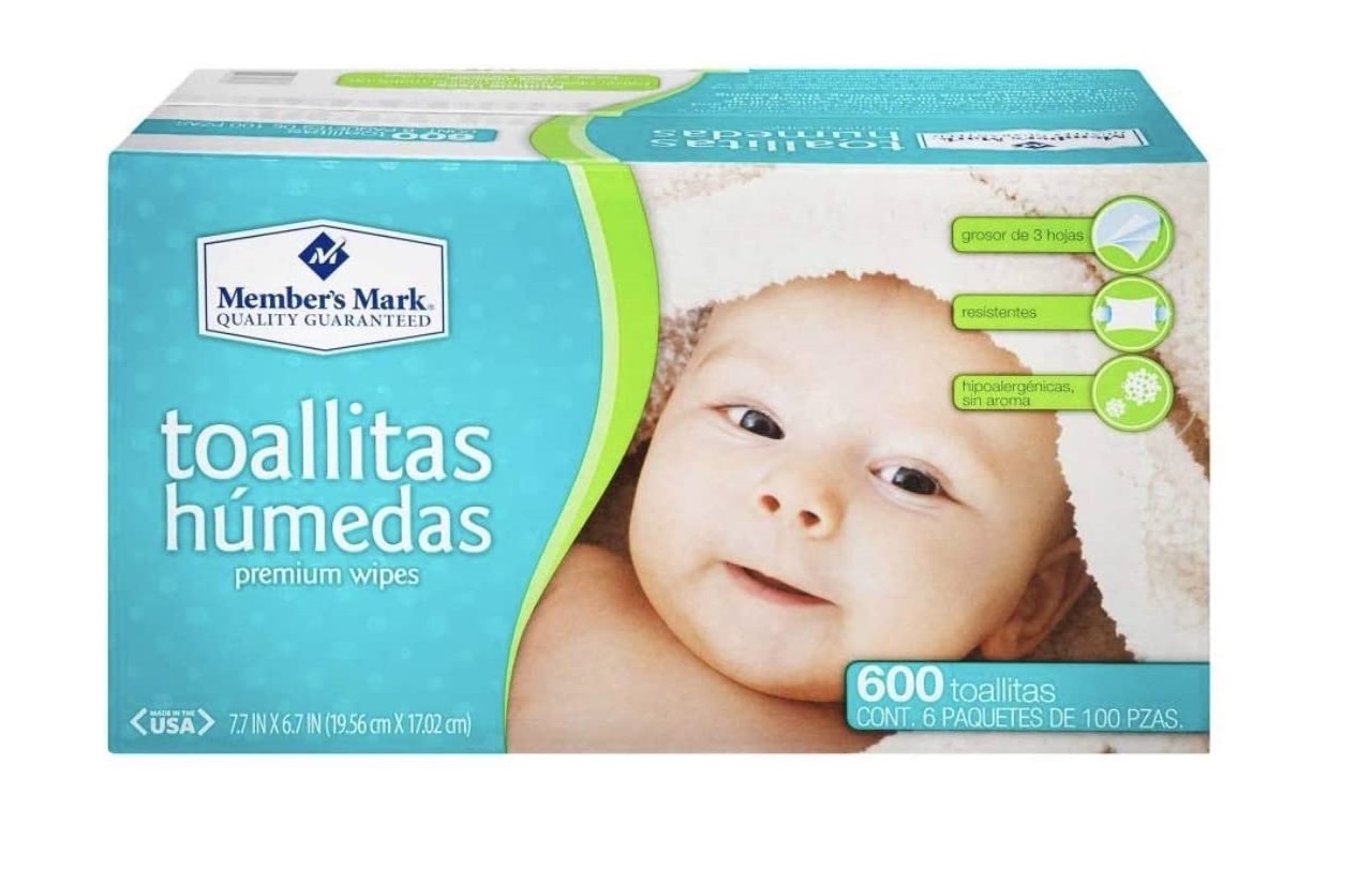 TOALLITAS HUMEDAS TOALLAS HUMEDAS MEMBERS MARK CAJA DE 6 PAQUETES CON 100 PZAS CADA UNO HIGIENE PAÑAL ASEO LIMPIEZA