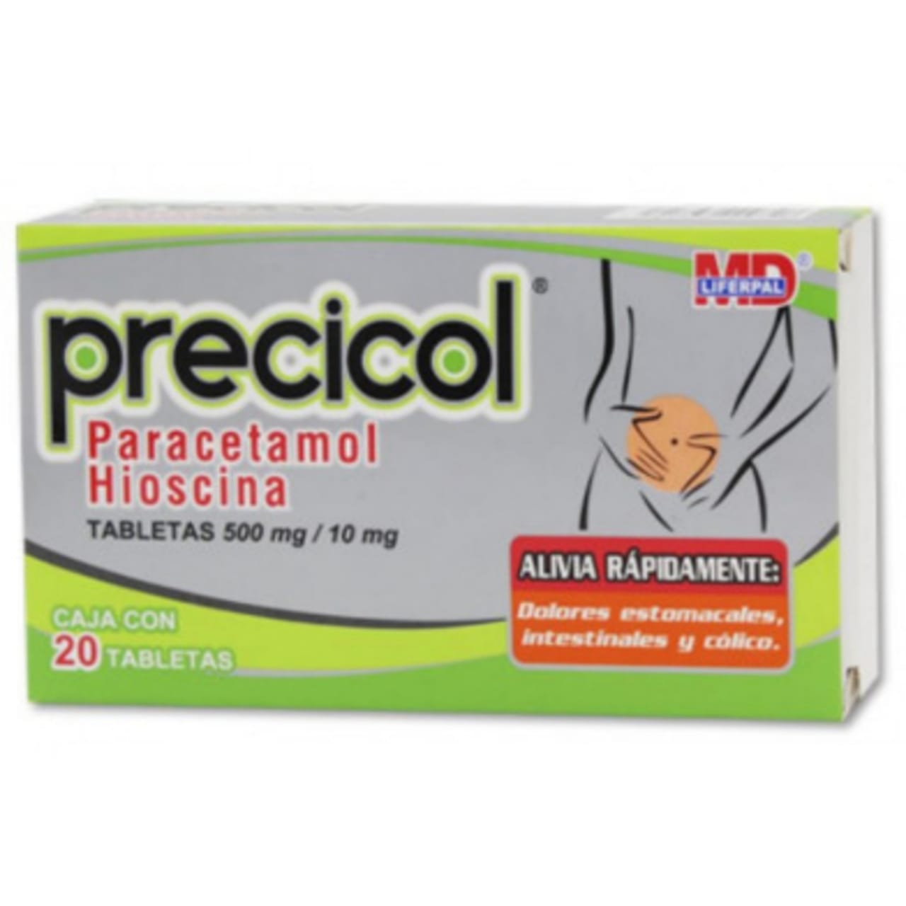 Precicol, Hioscina/paracetamol con 20 tabletas 10mg/500mg  