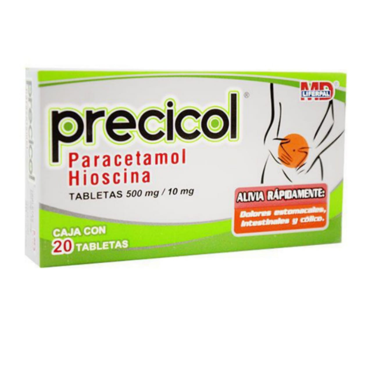 Precicol, Hioscina/paracetamol con 20 tabletas 10mg/500mg  