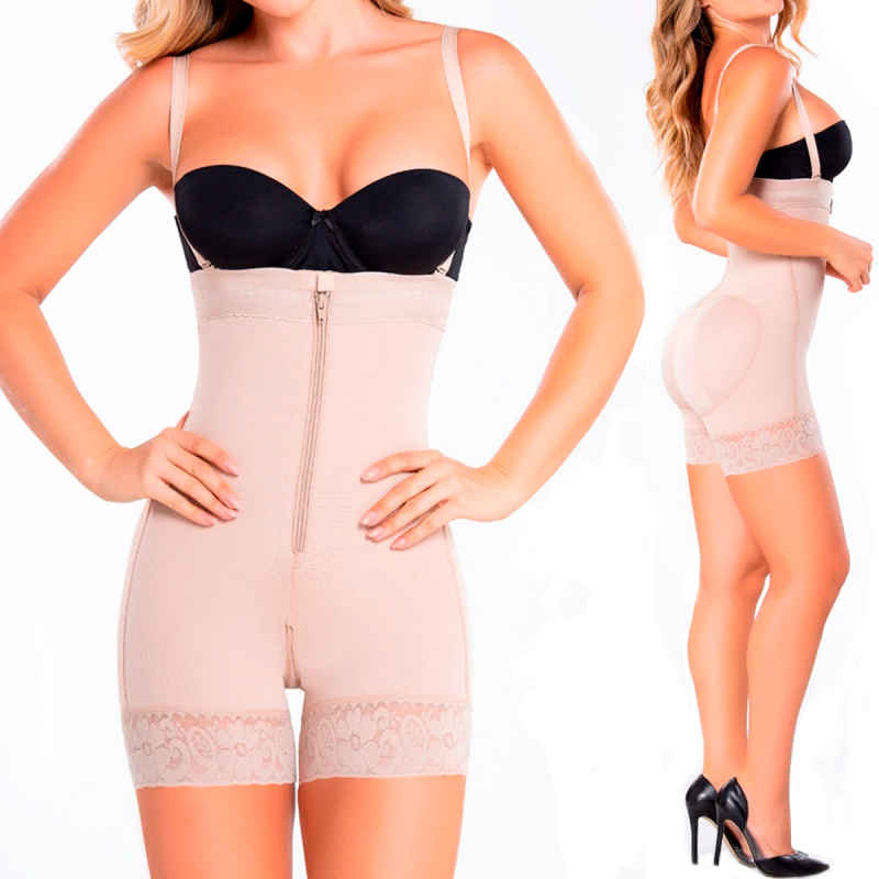 Fajas Colombianas Powernet Levanta Glúteos Reductora Strapless Short Control de Abdomen