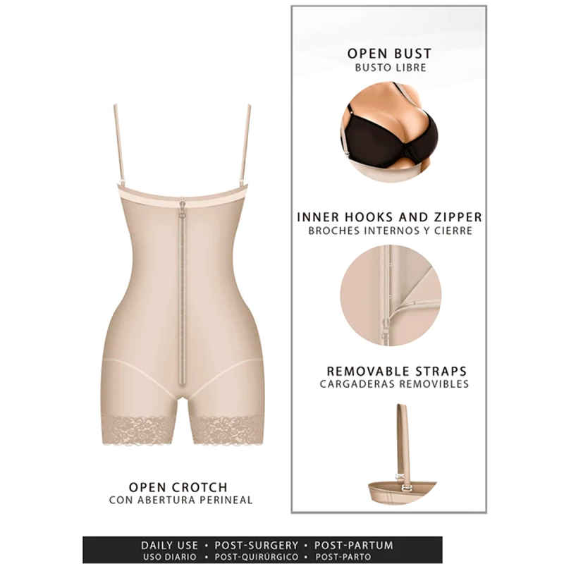 Fajas Colombianas Powernet Levanta Glúteos Reductora Strapless Short Control de Abdomen