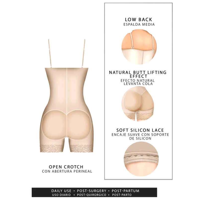 Fajas Colombianas Powernet Levanta Glúteos Reductora Strapless Short Control de Abdomen