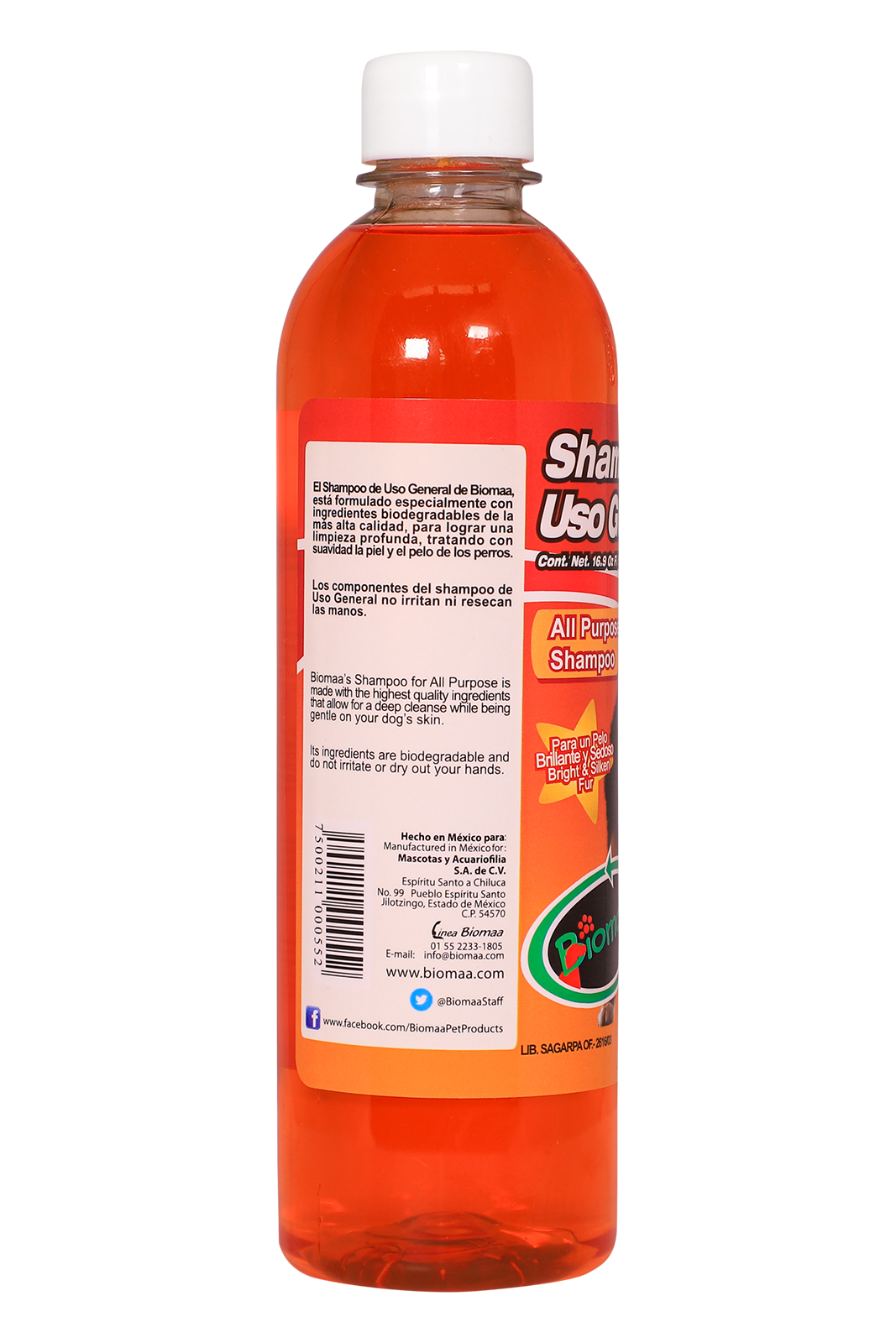 Shampoo Biomaa de uso General 500 mL / 16.9 fl oz