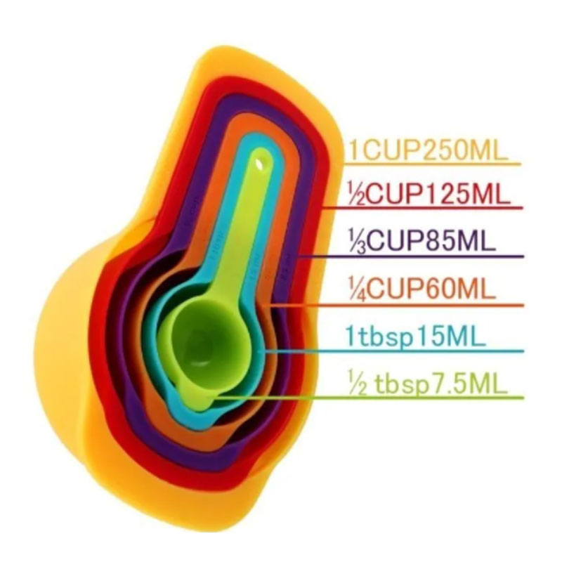 Taza Medidora Cucharas Medidoras Repostería Juego de 6pz Gramos Cocina 