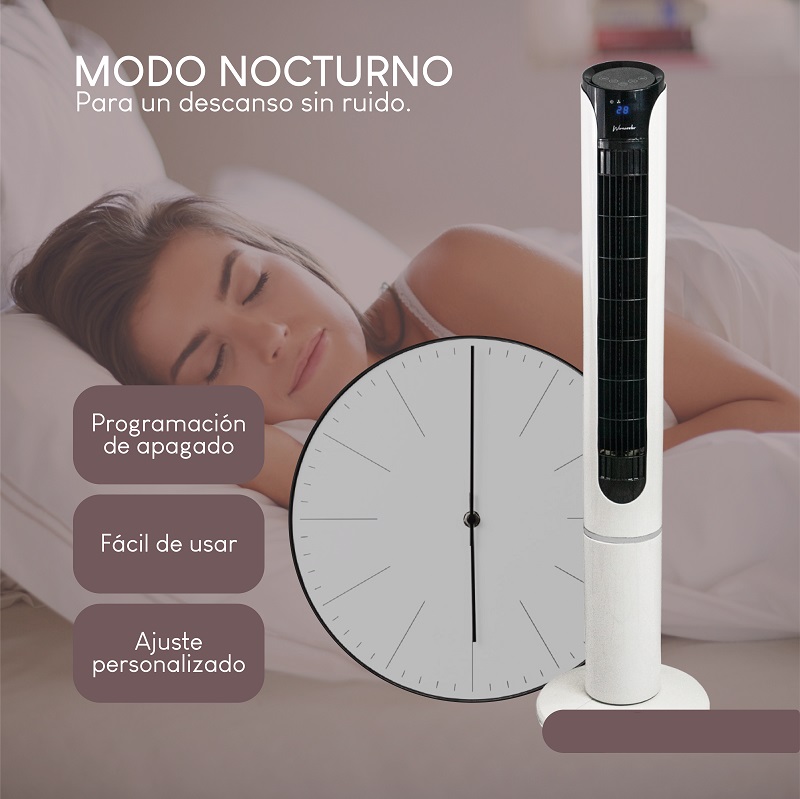Ventilador De Torre Silencioso Tres Velocidades 114cm 120v.Rosa