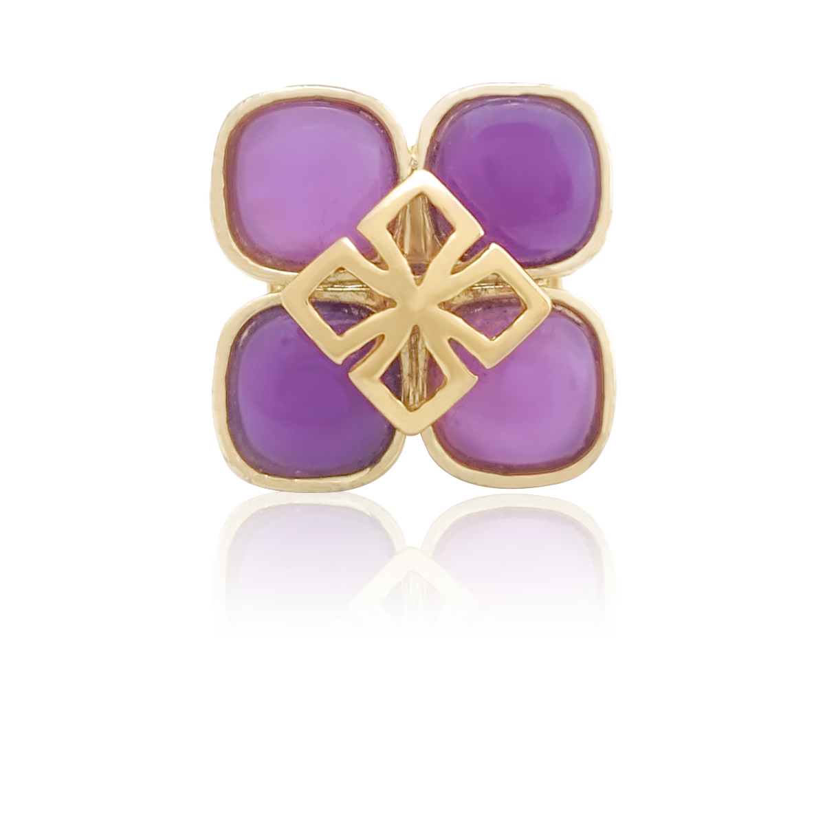 Anillo Número 7 Oro 18k Laminado #167 Flor circonia Morada Diámetro 1.7 cm