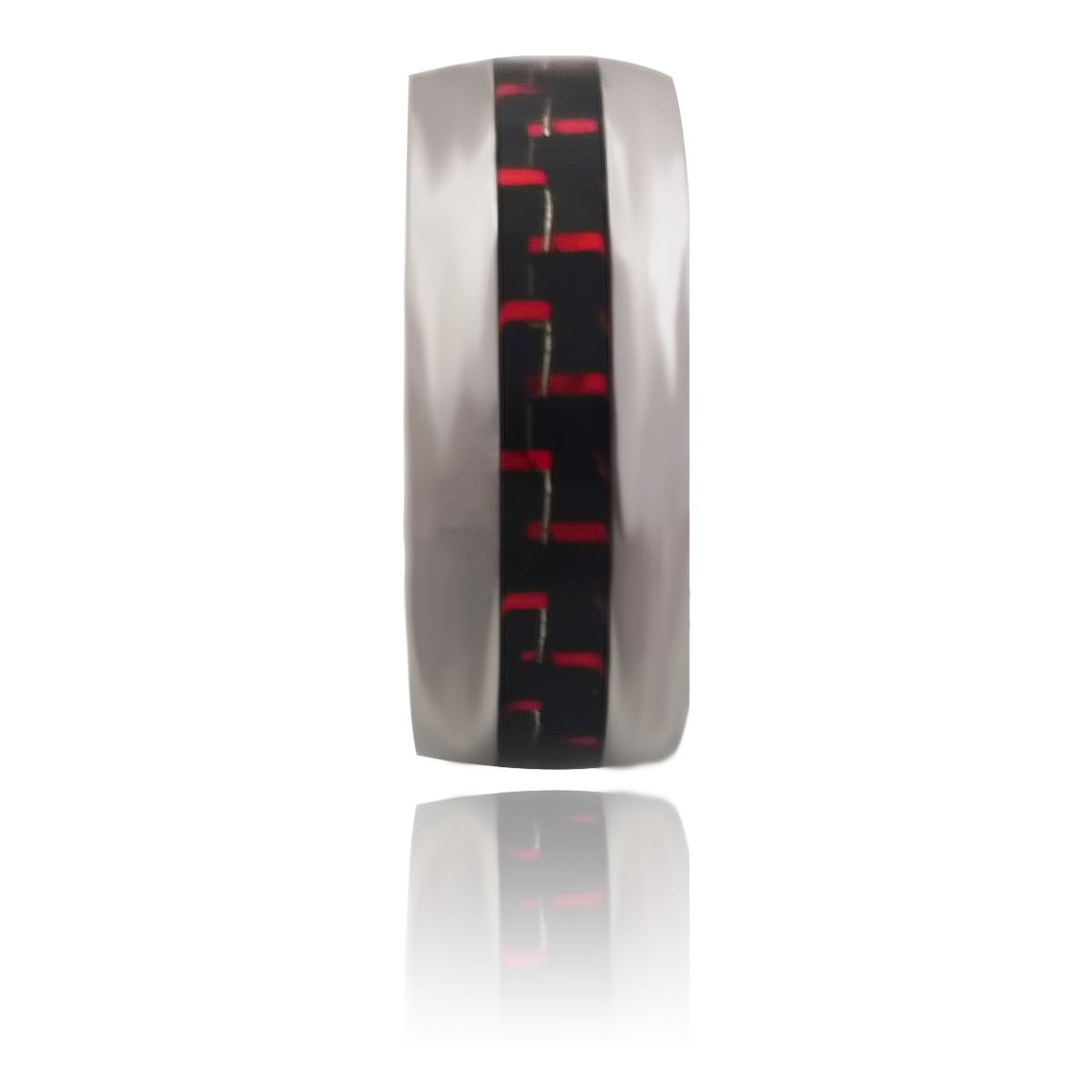 Anillo Número 6.5 Acero Inoxidable Franja negra con lineas rojas #004 Largo 2 Cm Diámetro 2 Cm