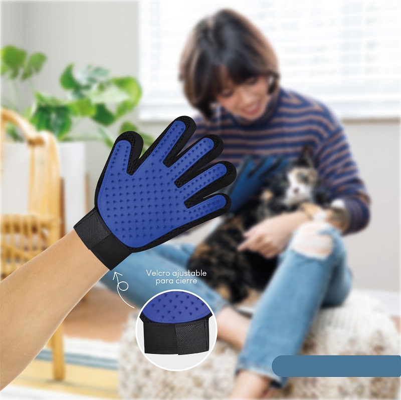Guante cepillo removedor de pelo para perro o gato. Derecho