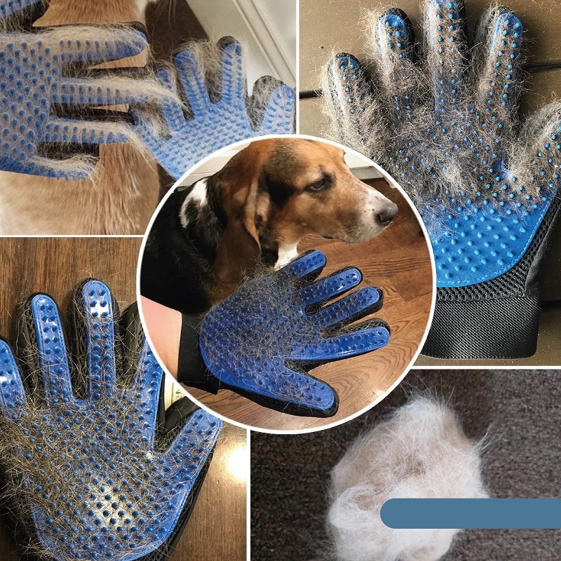 Guante cepillo removedor de pelo para perro o gato. Izquierdo.