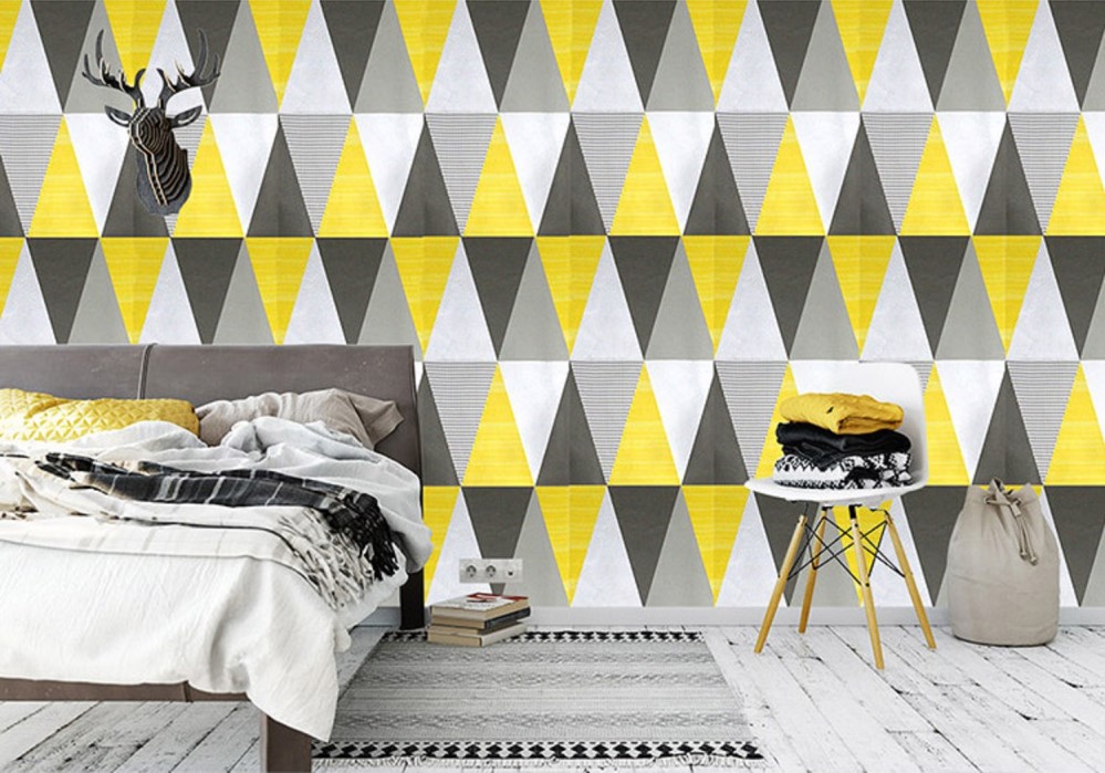 PAPEL TAPIZ AUTOADHERIBLE ROMBOS AMARILLOS 10m X 45cm TP27