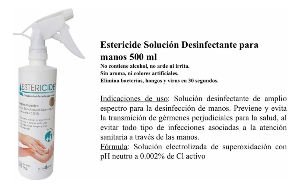 ESTERICIDE Solución desinfectante para manos 500 ml spray