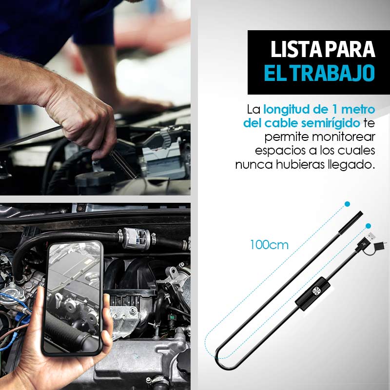 Cámara Endoscopio 3 en 1 USB de 1 Metro Redlemon