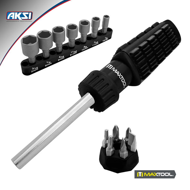 Desarmador Maxtool Con 6 Puntas Y 7 Dados