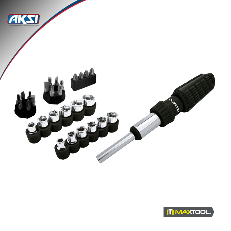 Desarmador Tipo Matraca Maxtool Con Puntas Y Dados