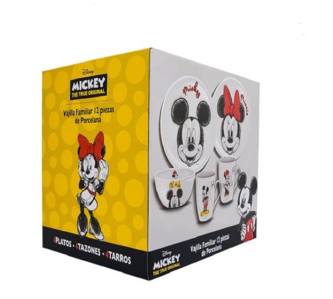 Vajilla, Disney, Mickey Mouse Familiar 12 Piezas de Porcelana