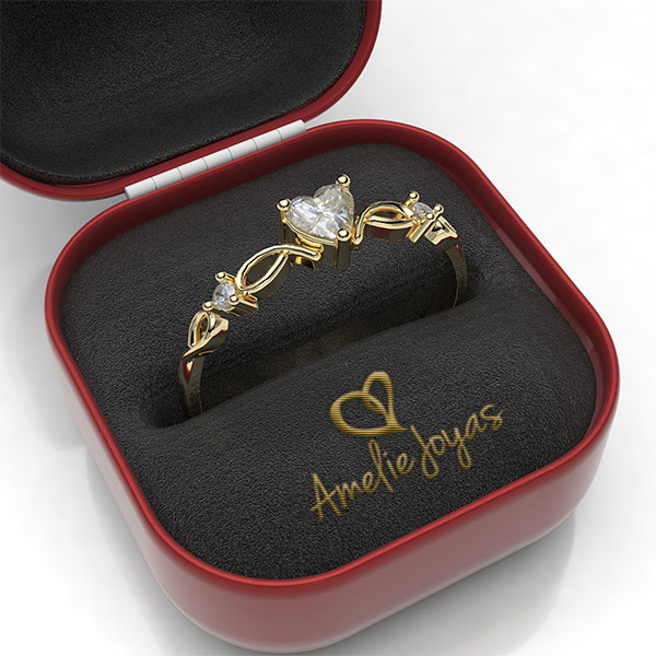 Anillo de compromiso en Oro Amarillo de 14k Amelie Joyas