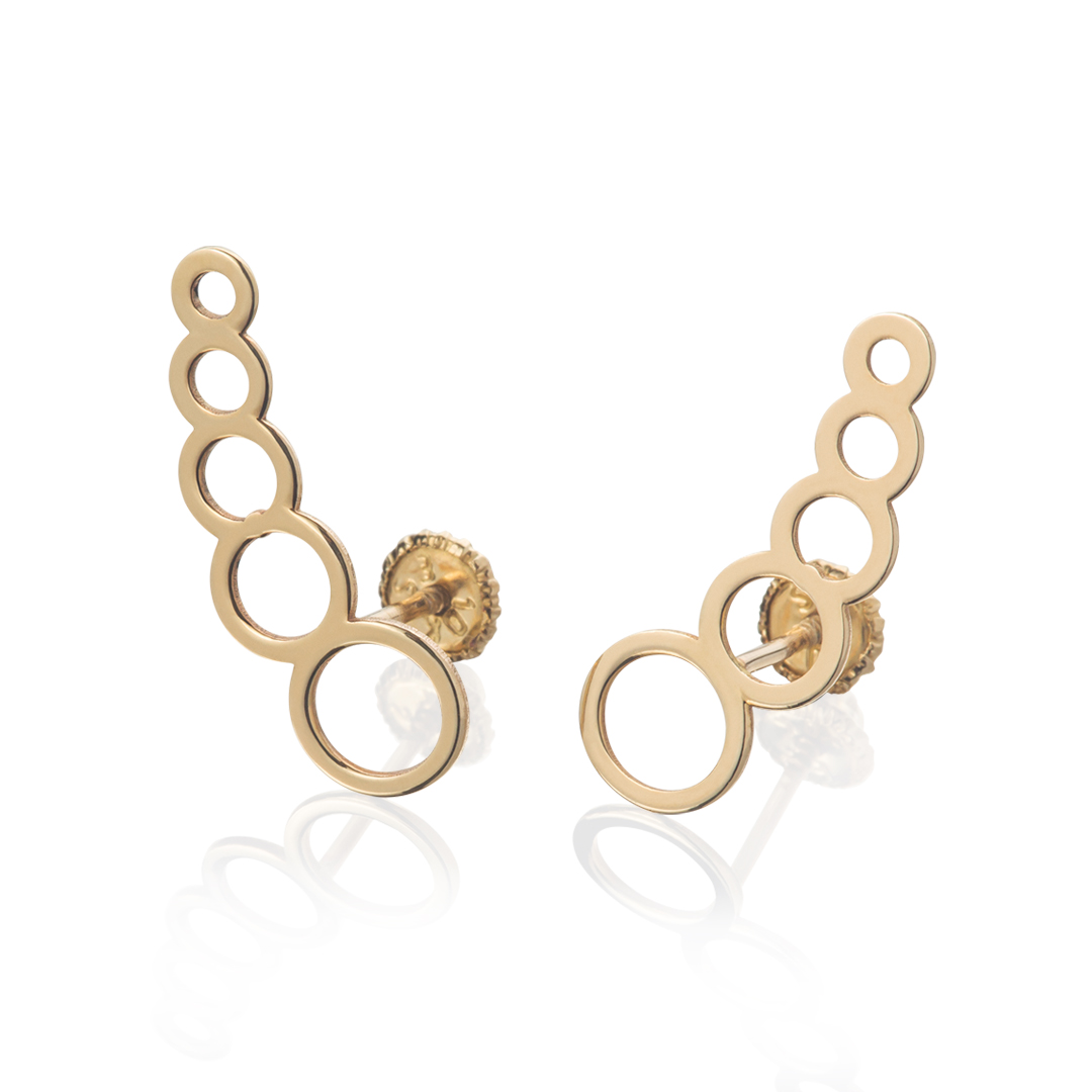 Aretes de Oro 14K broquel Circulos Marca GIALLO Jewelry Joyería mexicana Oro 14K para Bebé, niñas, adultos