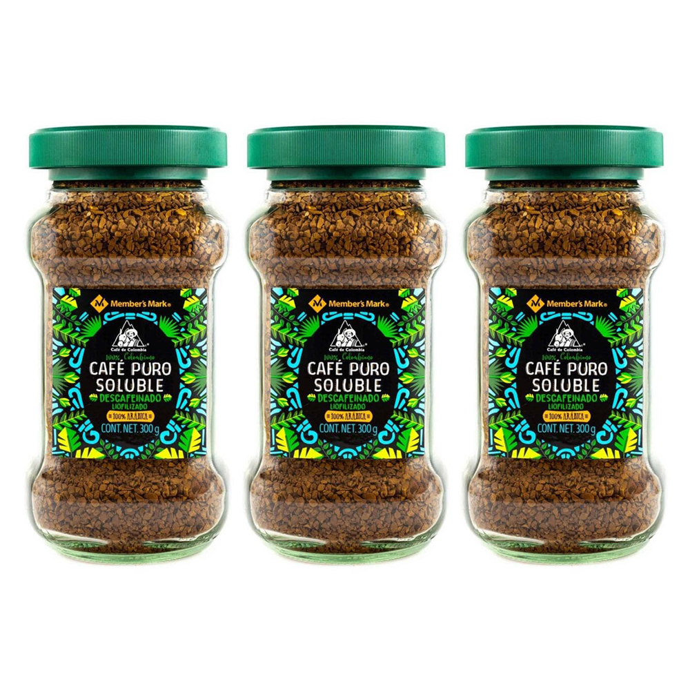 Café Colombiano Soluble Member's Mark Descafeinado 3 piezas de 300 g c/u