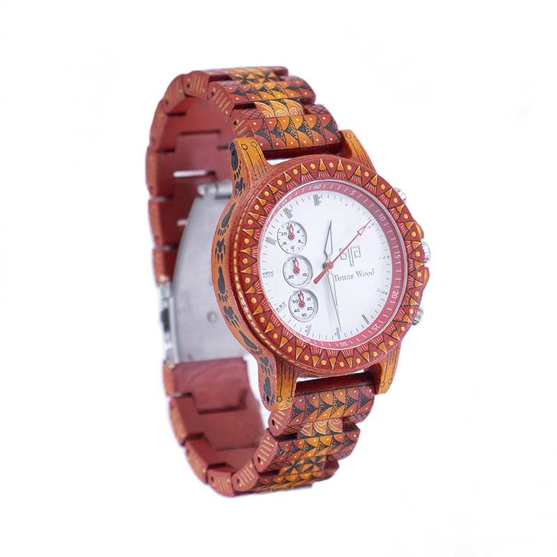 Reloj Alebrije by Tonas Wood Unisex Color Rojo Mayab