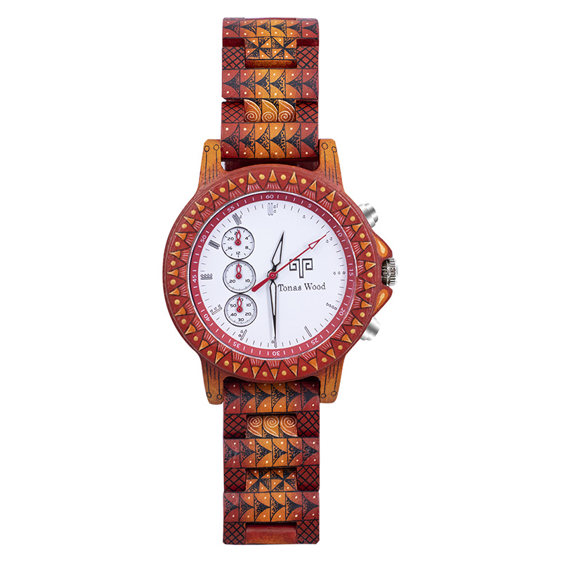 Reloj Alebrije by Tonas Wood Unisex Color Rojo Mayab
