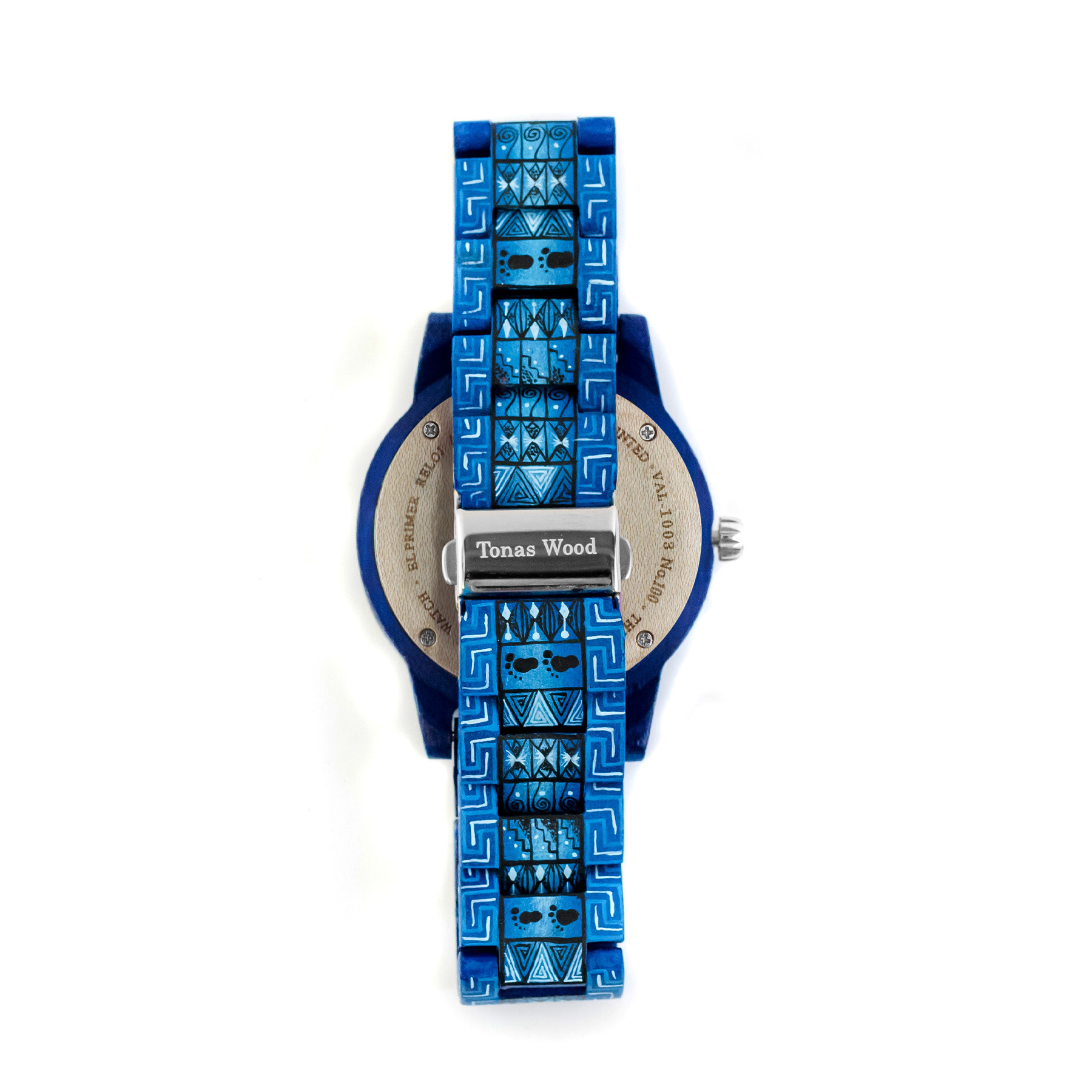 Reloj Alebrije by Tonas Wood Unisex Color Azul Tres Cielos 