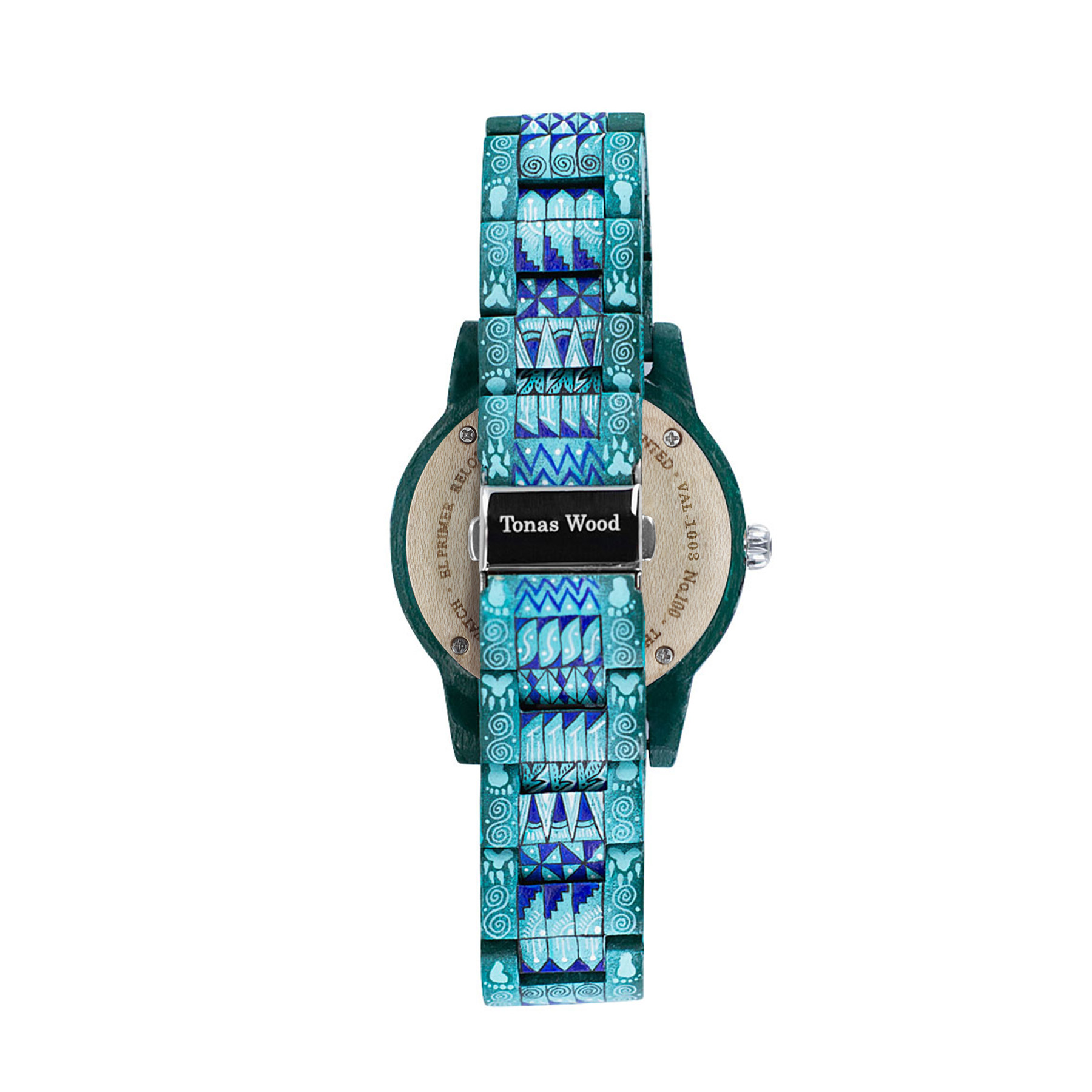 Reloj Alebrije by Tonas Wood Unisex Color Turquesa Nova