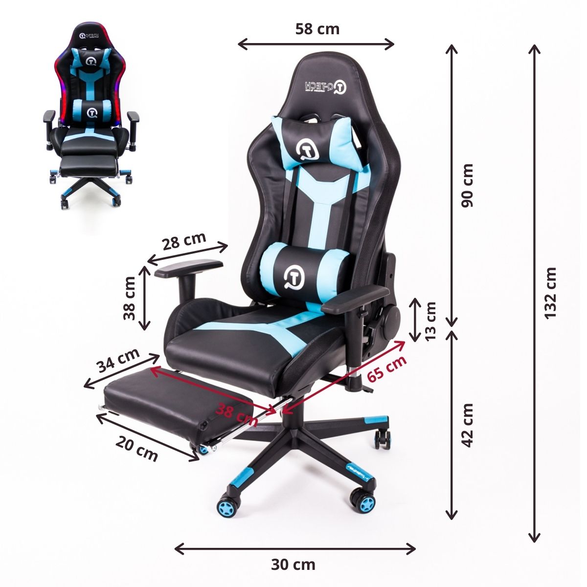 Sillas Gamer Ergónomica Reclinable Reposa Pies Luz Led Rgb