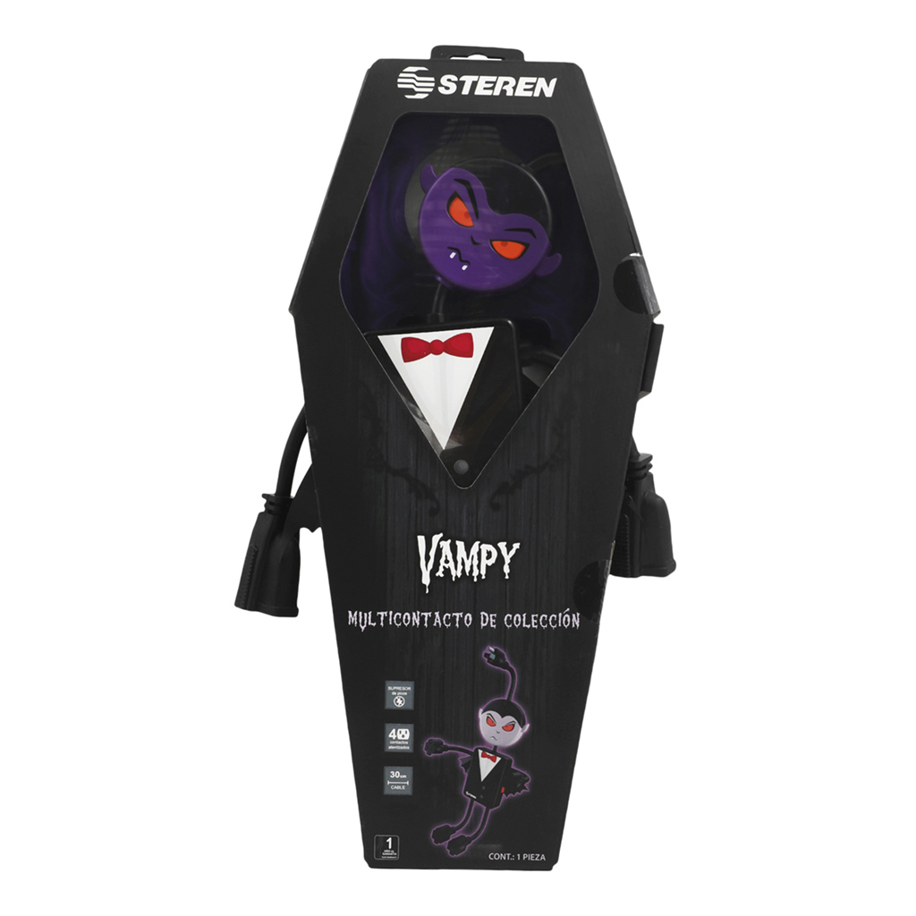 Paquete de 3 Multicontactos Steren Terrorífico Catrina, Frankie y Vampy EPACK-HAL-04 Ideal para Un Halloween Terrorífico