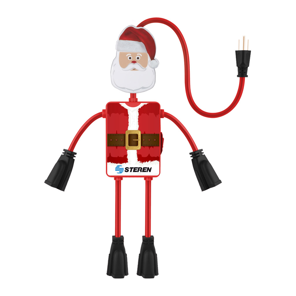 Paquete Navidad Multicontacto y Extensión Steren EPACK-NAV-01 Santa y Extensión Para una Navidad Práctica