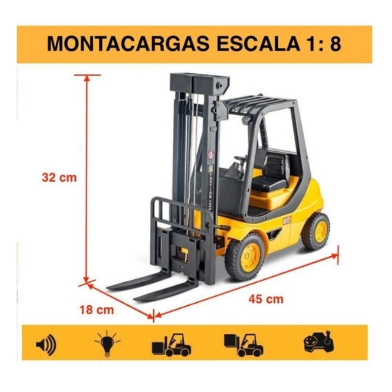 Juguete a Control Remoto Montacargas - Auto a Control Remoto Recargable Escala 1:8  MAS Audifonos Air PRO 2da Generacion