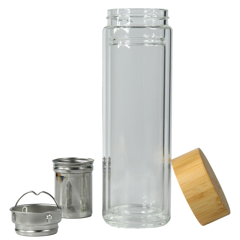 Termo de Vidrio para Té con Infusor, Botella Térmica, Marca Red Baboon, Modelo Cloop