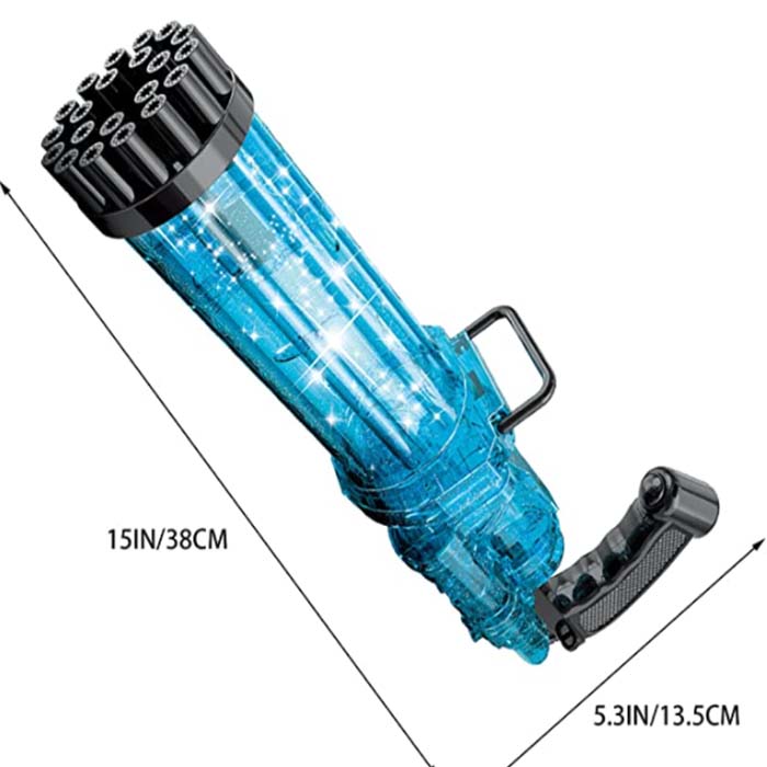 Ametralladora de Burbujas con Luz Led (Azul Transparente) Bubble Gun Gatling.