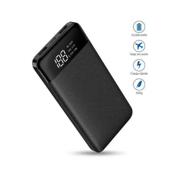 POWER BANK BATERIA PORTATIL 10000MAH CARGA RÁPIDA PANTALLA
