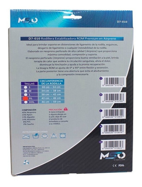 Rodillera Estabilizadora Rom Regulación Mecánica Talla XXL