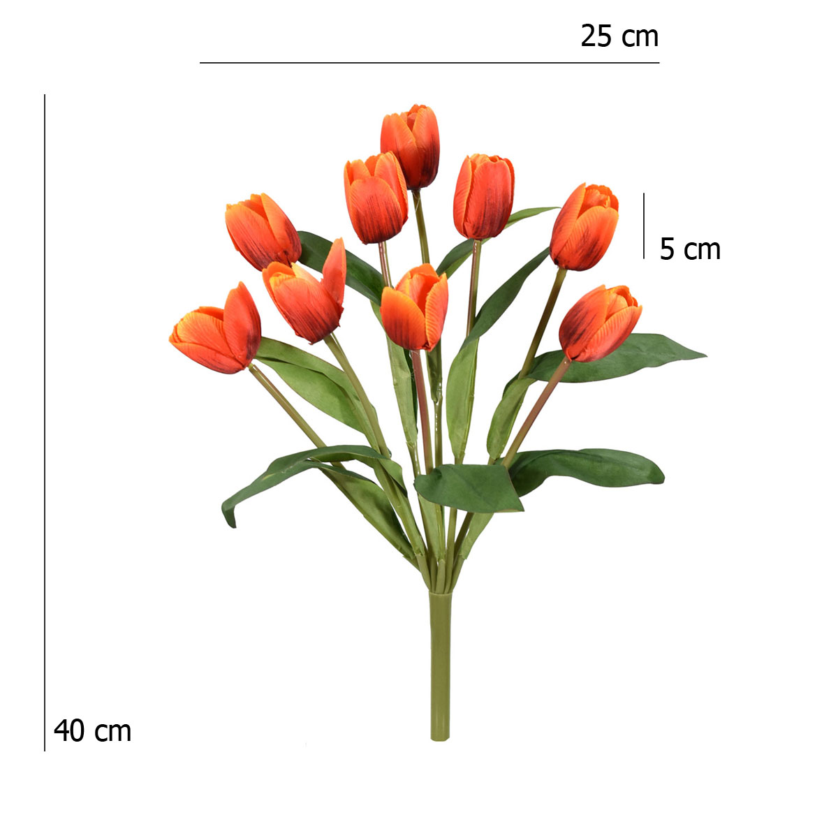 Tulipanes Artificales Ramo de 9 Flores 40 cm Altura Naranja Blumart