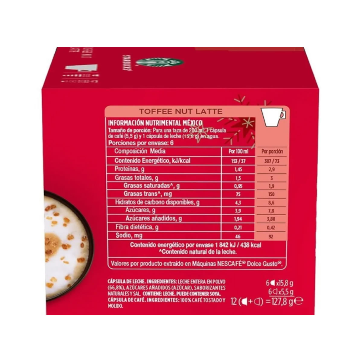 Starbucks Dolce Gusto Toffee Nut Latte 48 Cápsulas/ 24 Tazas