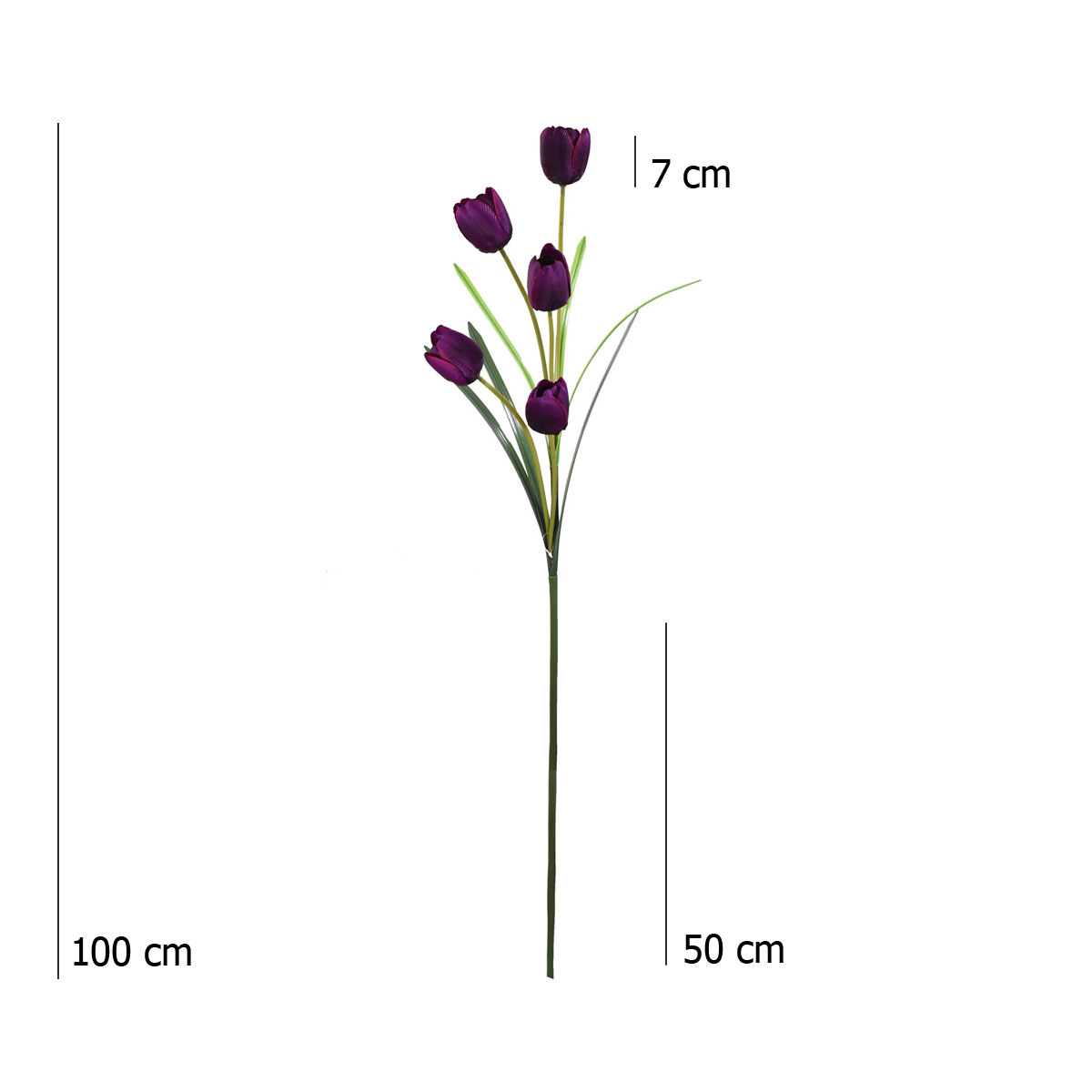 Tulipanes Artificiales Vara de 5 Flores Morado Pack 3 Pz Blumart