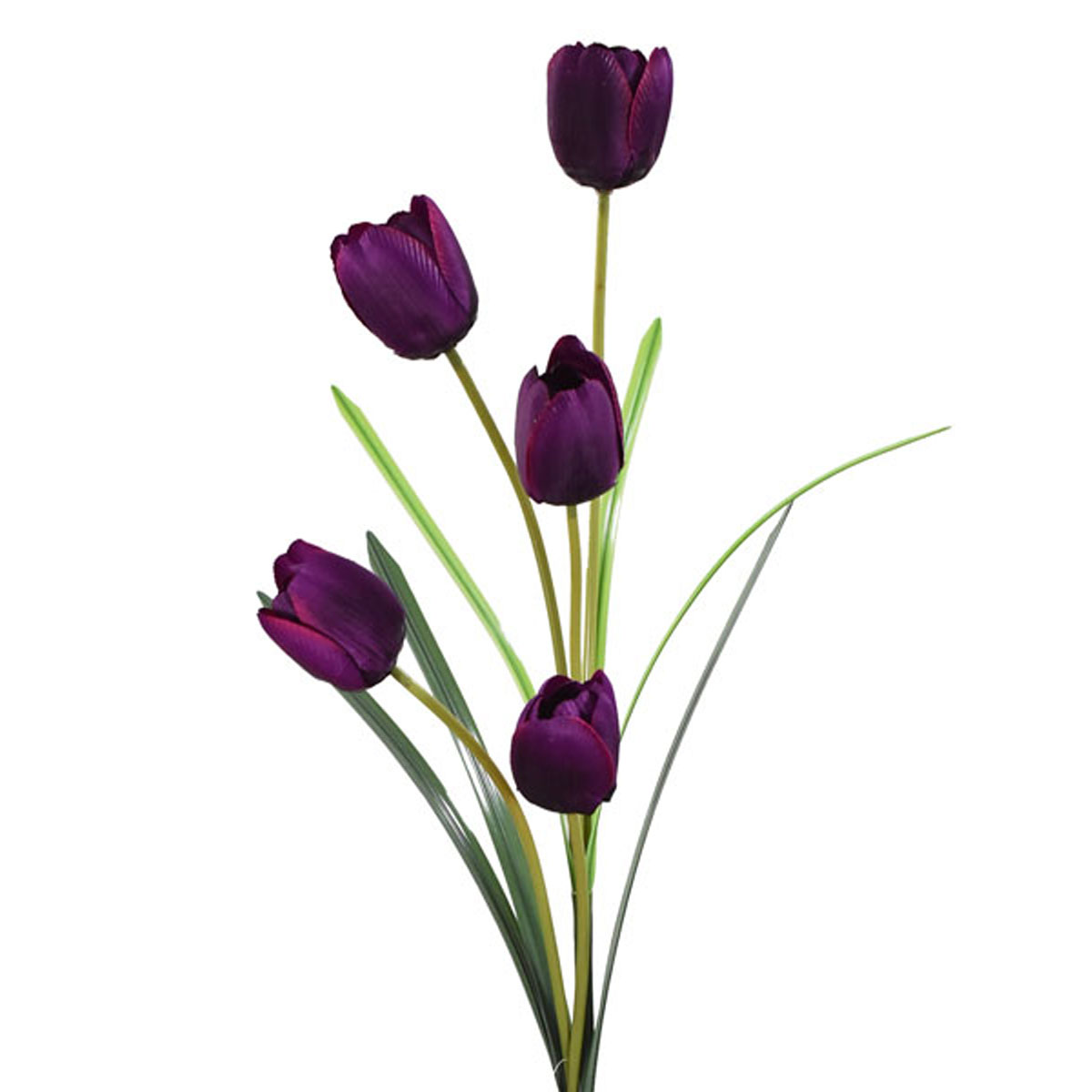 Tulipanes Artificiales Vara de 5 Flores Morado Pack 3 Pz Blumart