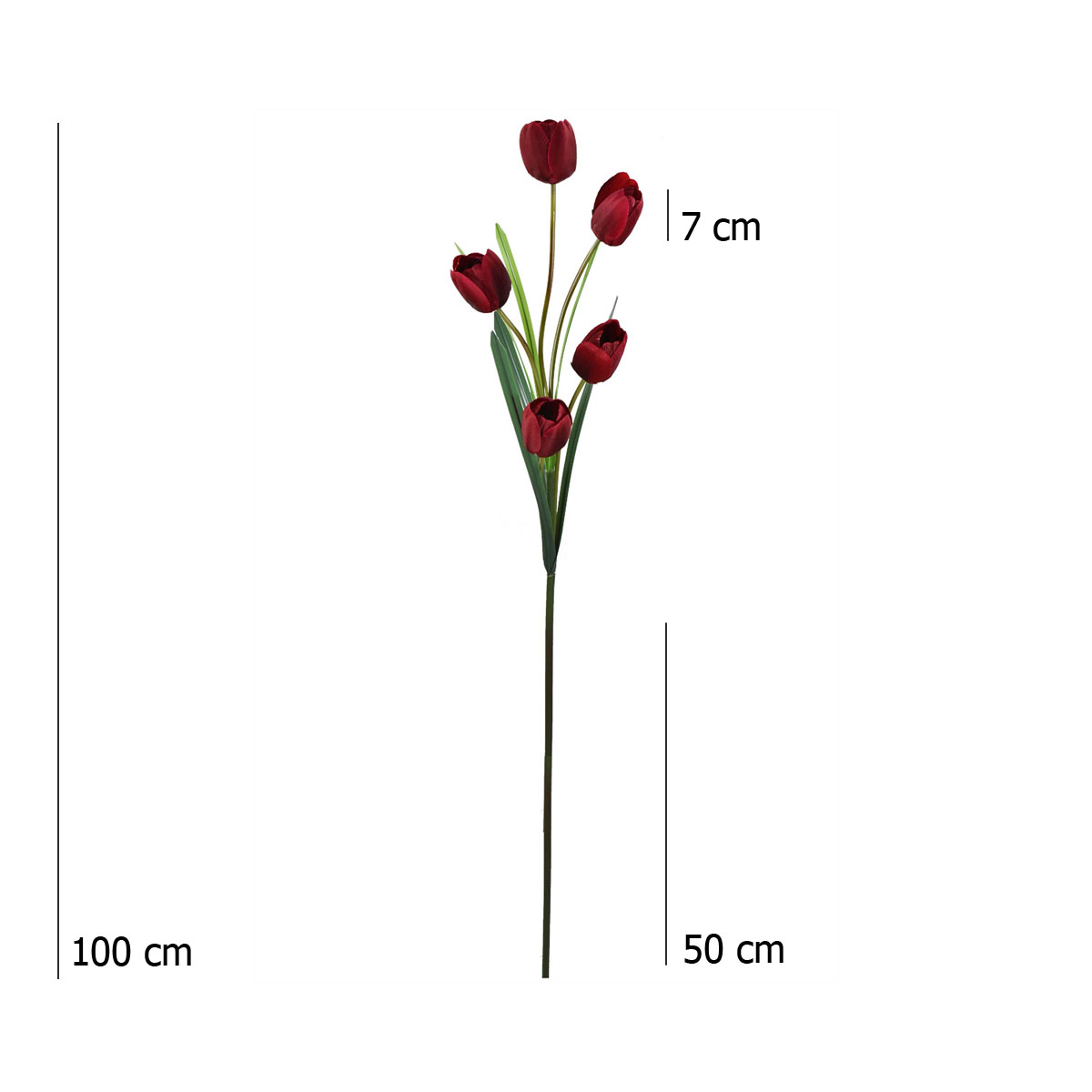 Tulipanes Artificiales Vara de 5 Flores Vino Pack 3 Pz Blumart