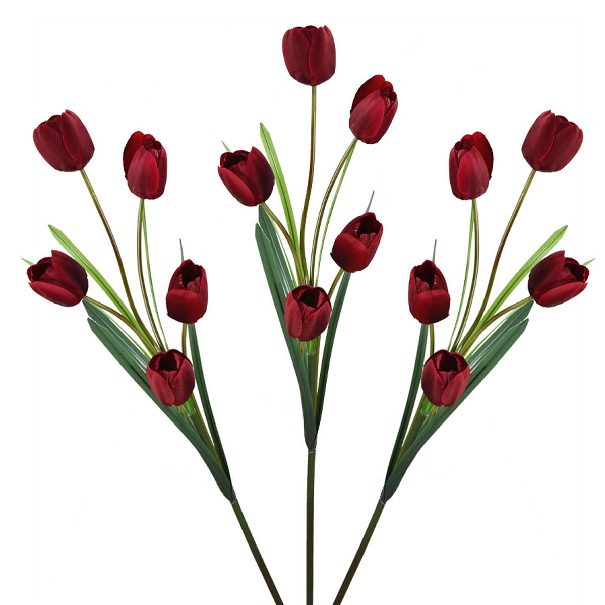 Tulipanes Artificiales Vara de 5 Flores Vino Pack 3 Pz Blumart
