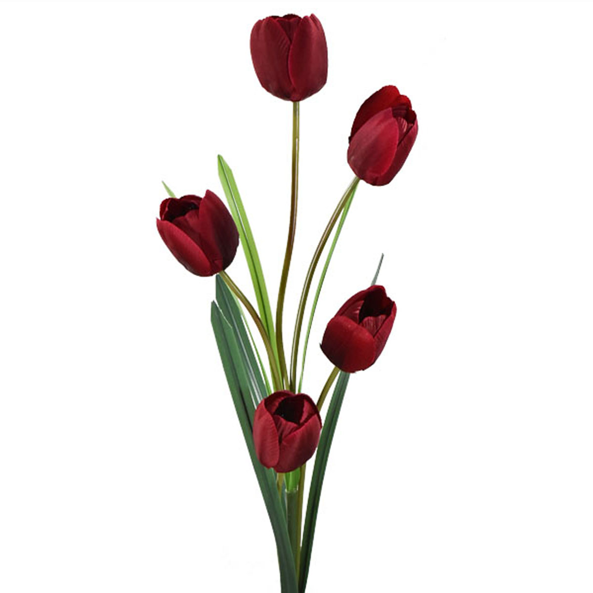 Tulipanes Artificiales Vara de 5 Flores Vino Pack 3 Pz Blumart